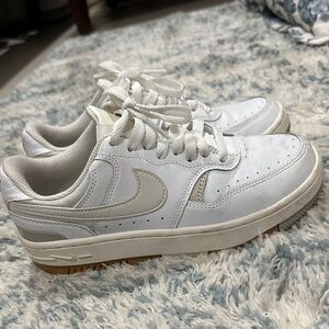 Nike White Low-Top Sneakers with Cream Swoosh